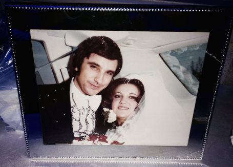 My parents on their wedding day. I quickly snapped this picture (of a picture) at my brother's wedding so I'd have a copy with me on my phone, wherever I go. 